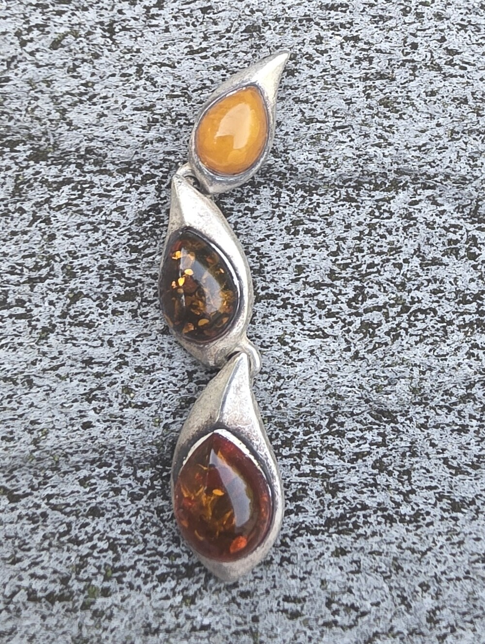 Vintage 925 Tricolor Amber Teardrop Pendant